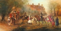 A. Q. Arif, Battle Preparations, 36 x 72 Inch, Oil on Canvas, Figurative Painting, AC-AQ-305